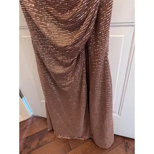 Ryanth‎ Rose Gold Sequin Cowl Neck Ruched Formal Gown Dress Size 4 NWT thumbnail 6