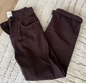 Reformation Deep Plum High-Rise Wide-Leg Jeans thumbnail 1