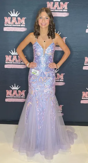 Camille La Vie Prom pageant Dress lavender mermaid style thumbnail 1