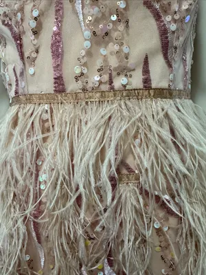 BELLA BARNETT Strapless Pink Sequin & Feather Cocktail Dress Size Small thumbnail 8
