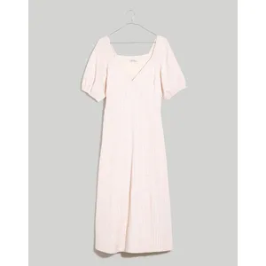 Madewell Puff-Sleeve Button-Wrap Striped Midi Dress Size 6 thumbnail 5
