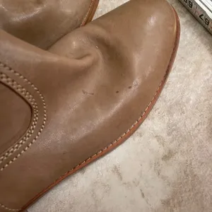 Frye Anna Leather Pull On Western Boots Tan Taupe Low Heel Mid Calf size 8M thumbnail 3