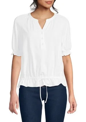 Lands End Womens Elbow Sleeve Lightweight Blouse thumbnail 1