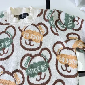 CIDER Cream Bear Print Knit Sweater with Long Ribbed Cuffs - Size S thumbnail 8