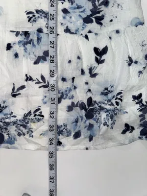 Maurices Floral Square Neck Babydoll Mini Dress White Blue Puff Sleeve thumbnail 13