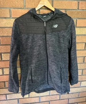 New Balance Jacket Women Gray Insulated Full Zip Micro Fleece Hoodie Size Large thumbnail 1