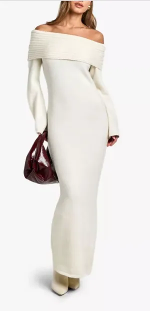Boohoo Off The Shoulder Knit Dress thumbnail 1