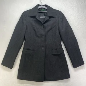 Made in Italy Of Benetton Coat womens 40 Pure wool Button Front‎ Jacket Vtg flaw thumbnail 1