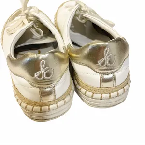 Sam‎ Edelman Womens 8.5 White Leather Kavi Low Top Jute Sneaker thumbnail 6