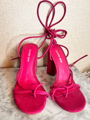 Gianni Bini Hot Pink Strappy Block Heel Sandal thumbnail 2