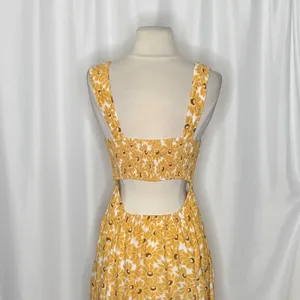 FREE PEOPLE Rosalee Midi Dress Yellow Combo Floral Cutout Back Boho X-Small thumbnail 10