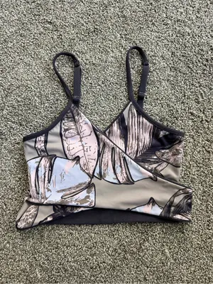 Maaji Reversible Wrap Bikini Top Textured Black Floral- Small thumbnail 5