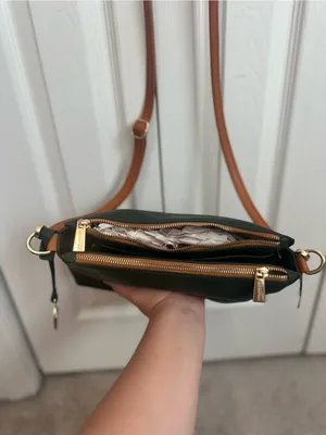 NWOT Authentic Genuine Leather Valentina Dark Green Leather Crossbody Bag thumbnail 4