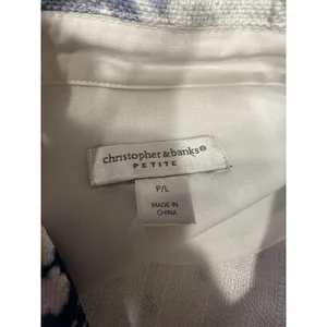 Christopher&Banks Jacket Lightweight Zip Front Pastel Floral Petite Large Career thumbnail 3