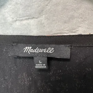 Madewell Floral Burnout Velvet V Neck Puff Sleeve Top Black Brown L Coquette thumbnail 4