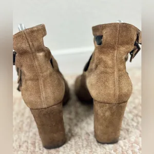 Saint Laurent Brown Suede Strappy Block Heels/Shoes 6.5 thumbnail 10