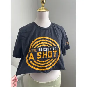 Jack Daniels Tennessee Honey Give Unexpected A Shot Raw Hem Crop Top‎ Black M thumbnail 2