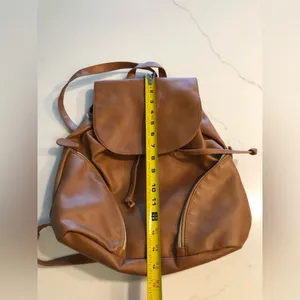 NWOT Brown Faux Leather Backpack OS thumbnail 10