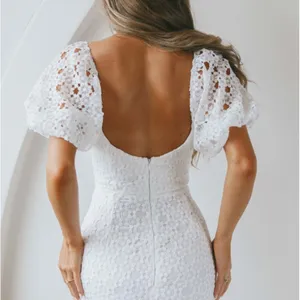 NWT Catch Feelings Sweetheart Neckline Crochet Lace Overlay White Dress thumbnail 2