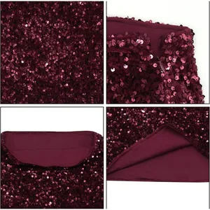 NWT MakeMeChic Burgundy Sequin Mini Skirt Low Rise Bodycon Glitter Medium thumbnail 4
