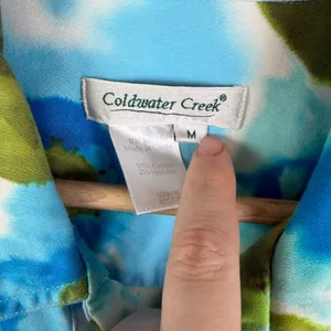 Coldwater‎ Creek Watercolor Floral Jacket Medium Artsy Button Up Colorful Bright thumbnail 6