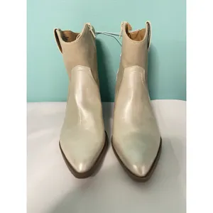 Indigo Ankle Boots 6.5M Iralannie Pointed Toe Cowboy Boot 2tone‎ Tan Gold S112 thumbnail 2