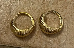 Gold Textured Hoop Earrings thumbnail 1