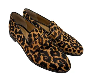 Franco Sarto Hudley Leopard Calf Hair Penny Loafers Womens 8.5M Brown Flats thumbnail 1