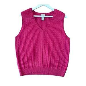 L.L. Bean cashmere wool cableknit vneck sweater vest large thumbnail 2