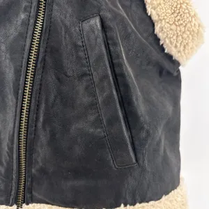 Free‎ People We The Free Clover Teddy Vegan Leather Shearling Vest Black Cream L thumbnail 6