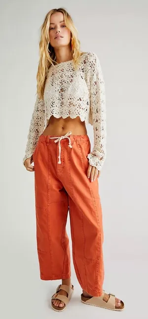 We The Free Yuki Barrel Orange Jeans Size L thumbnail 1
