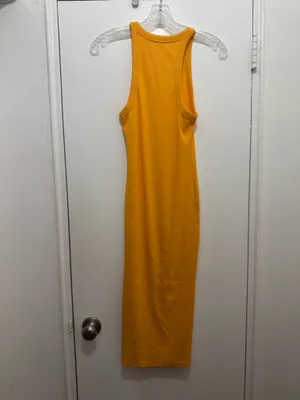 Zara ribbed midi dress mustard yellow color size M thumbnail 5