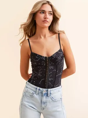 Like New Free People Night Rhythm Bodysuit Black Bows Combo thumbnail 2