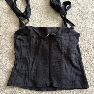 Reformation adelia top Shirred Organic black boho Cotton cami tank blouse size 0 thumbnail 7