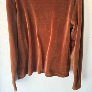 French Laundry Vintage Y2k Mock‎ Neck Velour Long Slv Top L Rust Brown Romantic thumbnail 3