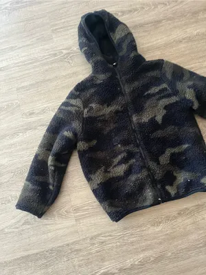 PINK Victoria’s Secret Camo Sherpa Jacket Womens XL Black Fleece Zip Hoodie thumbnail 3