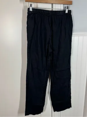 Quince 100% linen pull on‎ pants black elastic waist women’s size small casual thumbnail 3