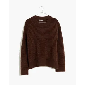 Madewell Elsmere Pullover Sweater Heather Brunette Brown Ribbed NC650 Medium thumbnail 3