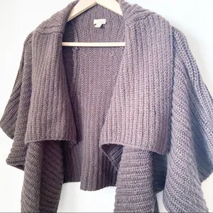 Hinge Cardigan Womens Brown Waterfall Open Chunky Knit Cropped Sweater thumbnail 5