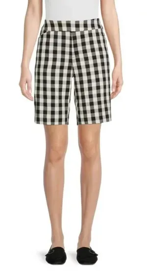 Time and Tru Black & White Gingham Bermuda Shorts Size XL NWT thumbnail 1