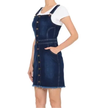 Wax Jean Women's Exposed Button-Front Denim Dress DARK thumbnail 2
