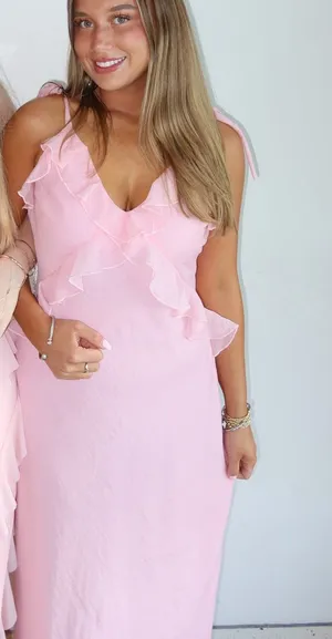 Pink Ruffle Steve Madden Maxi Dress thumbnail 1