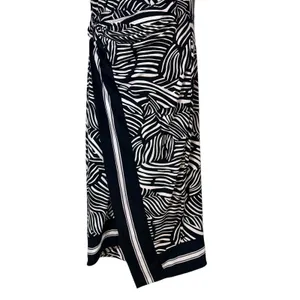 Michael Kors Women Black White Zebra Print Ring Faux Wrap Midi Dress Small thumbnail 4