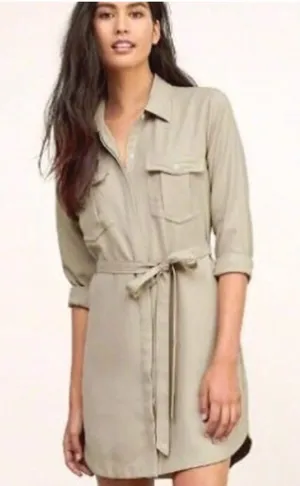 Abercrombie Tan Utility Button-Up Long Sleeve Dress thumbnail 1