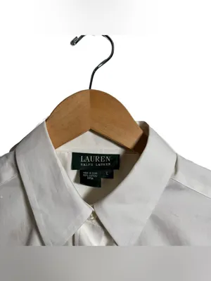 Lauren Ralph Lauren Button Down Blouse Women's Large White Cotton Sleeveless Top thumbnail 4