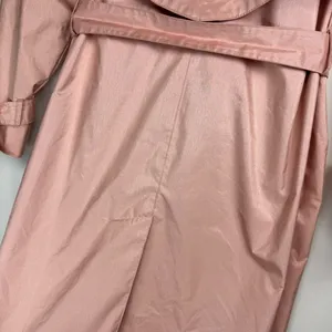 Vtg Saxton Hall Blush Pink Shimmer Trench Coat Jacket Sz 10 Belted Waist thumbnail 13