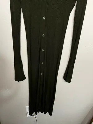Urban Outfitters UO Dark Green Button Down Cardigan‎ Ribbed MIDI Dress thumbnail 3