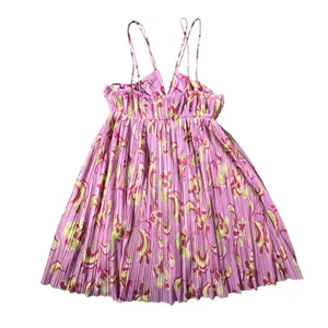 Zara‎ Pleated Mini Dress Womens M Pink Abstract Floral Double Strap NWOT thumbnail 4