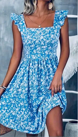 Loemes Dress, Summer Cute Floral Flowy Knee Length Sundressses Beach Size S thumbnail 1