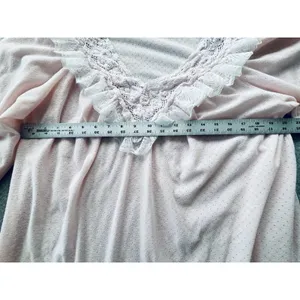 VTG 70s 80s Val Mode Pink 2PC Pajama Set Lace Yoke Cottagecore Coquette Medium thumbnail 7